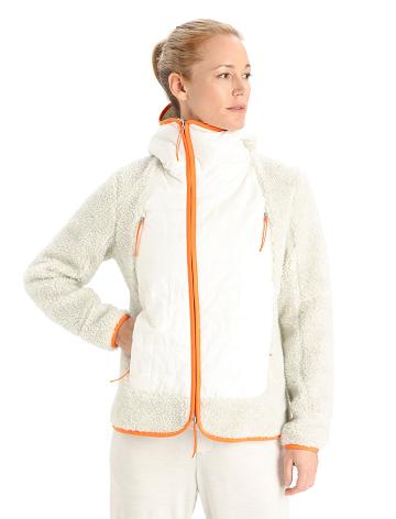 Ecru Heather / Snow Icebreaker RealFleece™ Merino High Pile Long Sleeve Zip Women's Hoodie | AU 1661LISH